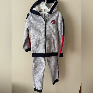 3 Pommes Boys Gray Tracksuit Set Hoodie Joggers Size 3/4 104 cm